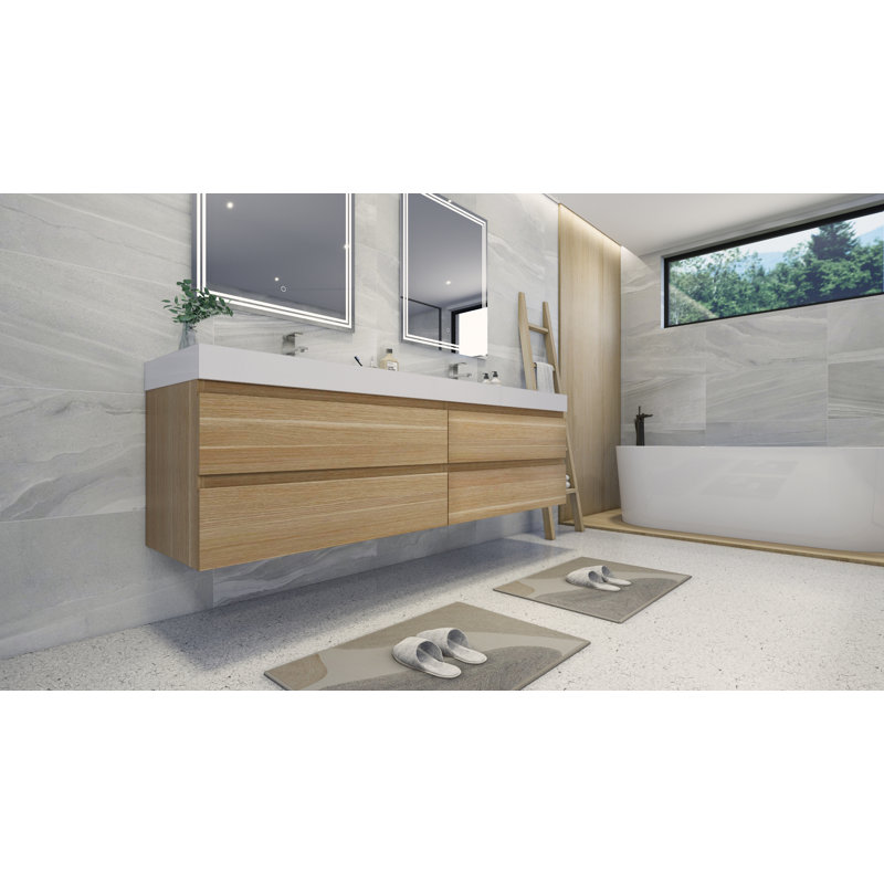 Latitude Run® Carnley 84" WallMounted Double Bathroom Vanity Set & Reviews Wayfair